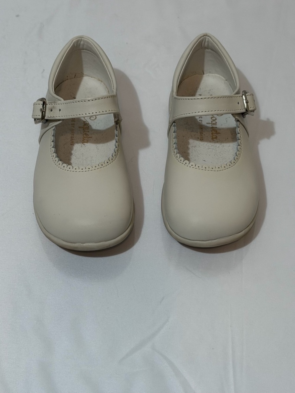 La Coqueta Ivory Nappa Leather Toddler Mary Jane Shoes Size 25 (9 US) - Picture 8 of 17